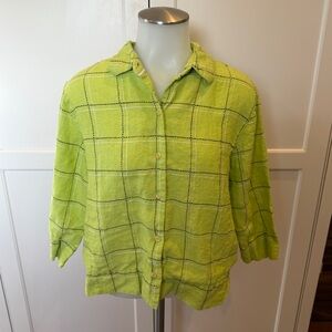 Westbound Linen Check Shirt • Lime Green • 14P